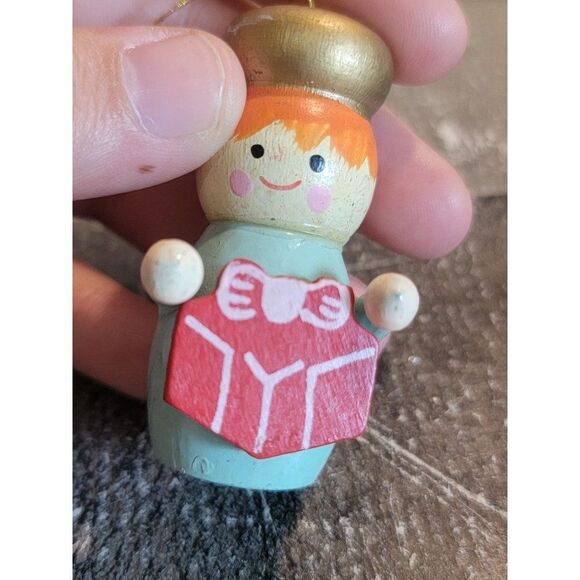 Kid present gift vintage wooden ornament Xmas decor - Picture 2 of 5